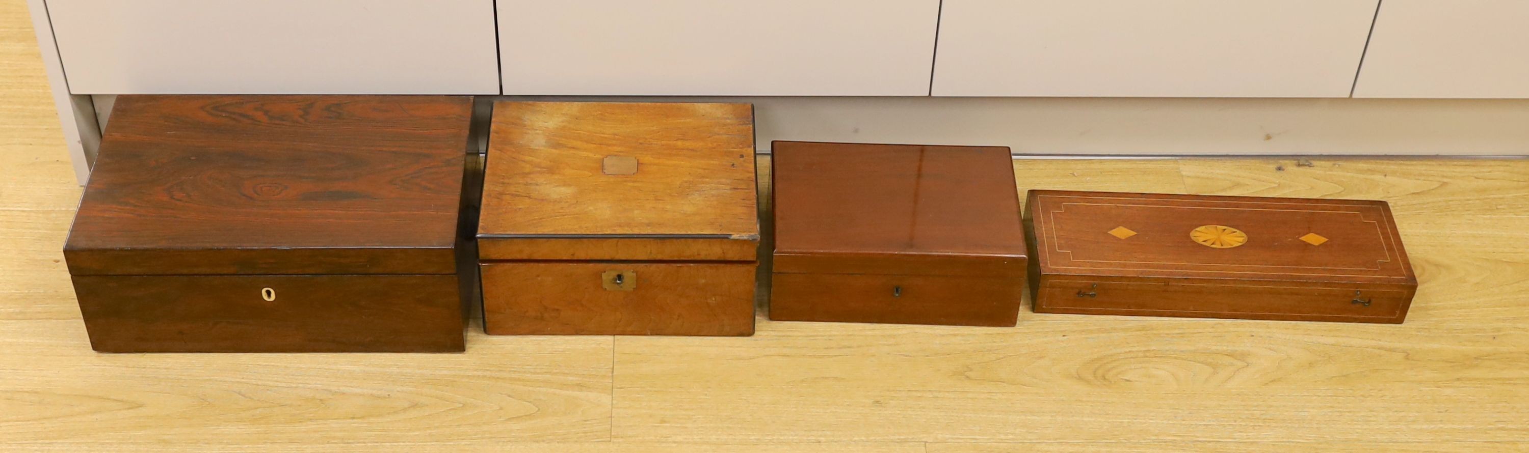 A group of 19th century and later writing boxes